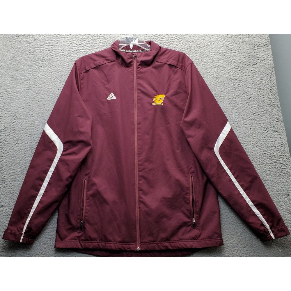 Adidas Windbreaker Jacket Mens L Tall Burgundy Mesh Lined Long Sleeve Full Zip